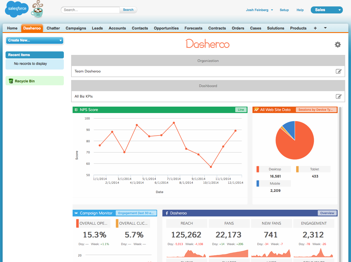 Dasheroo Tab Inside Salesforce