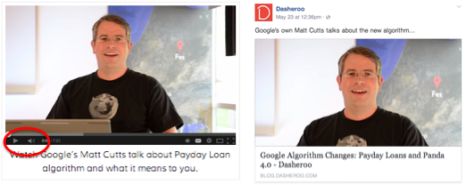 Image on the left shows the play button which Facebook DENIED!