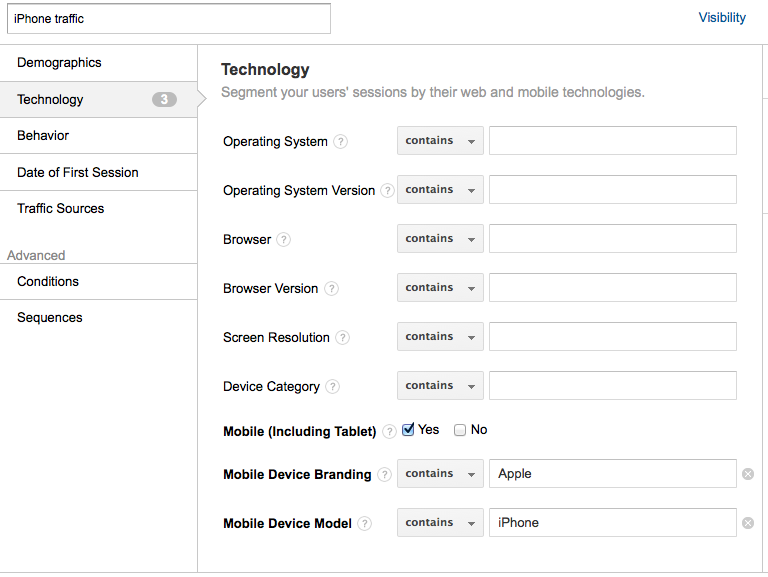 here's a quick iPhone Google Analytics Segment