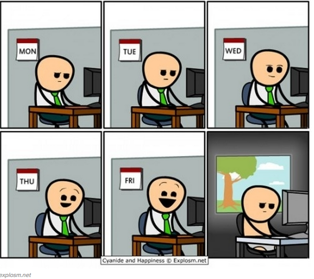 funny cartoon of a week in the life of a software developer
