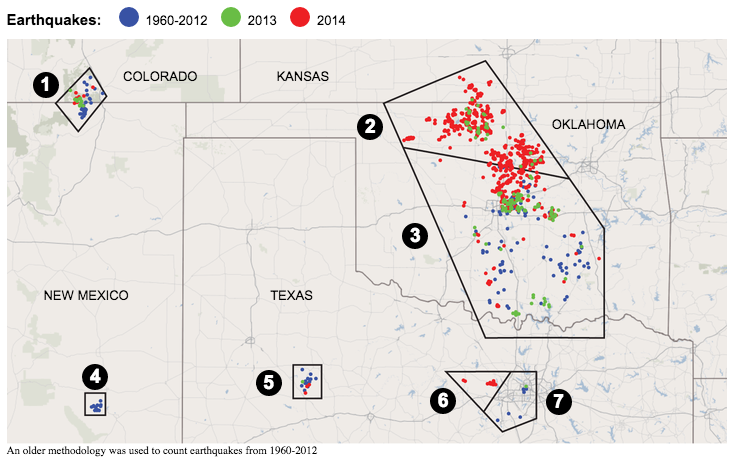 growing number of earthquakes in central US.