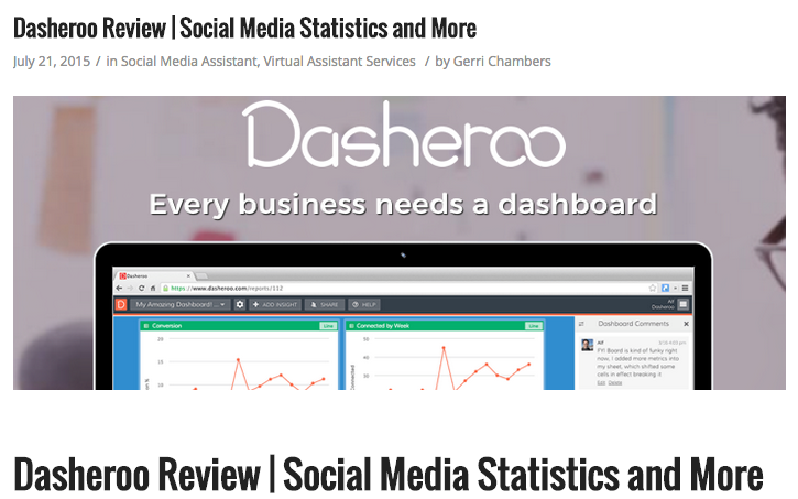 VA Staffer's review of Dasheroo's free business dashboards