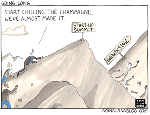 Startup cartoon about startup stage.