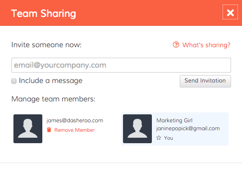 Dashboard sharing at Dasheroo.