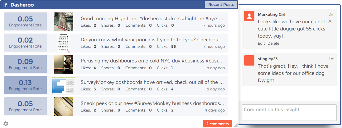 Dasheroo business dashboards - Facebook Insights