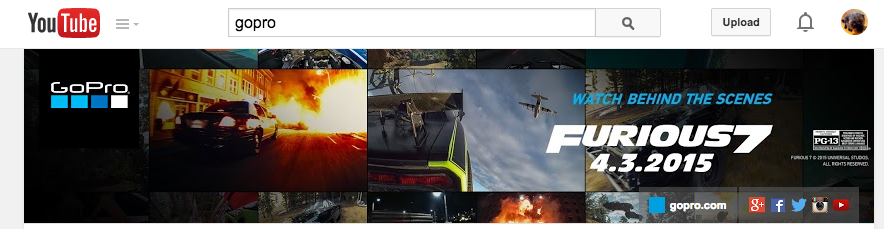 GoPro does a great job including their social network and website link into their channel art. They use their logo as their icon art.