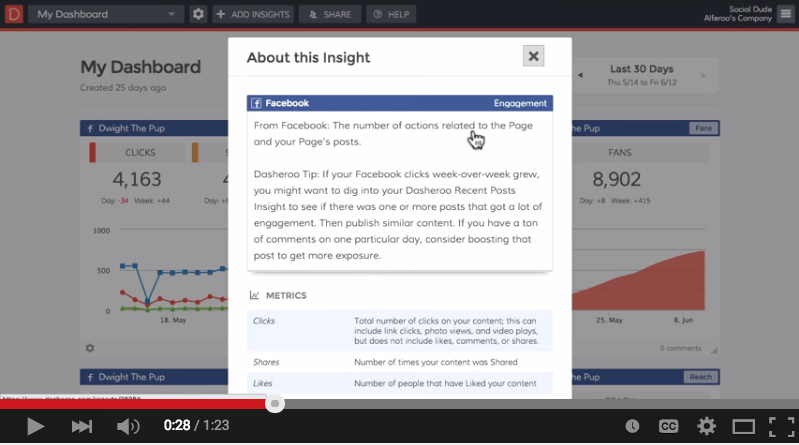 Video of Dasheroo business dashboard insights and metrics.