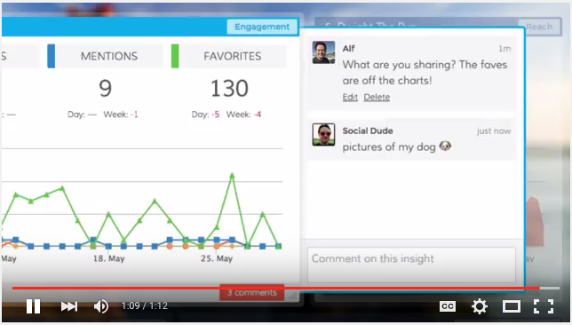 Commenting and collaborating on a Dasheroo business dashboard.