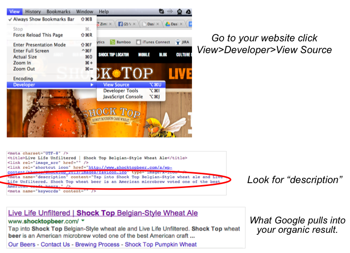 Shock Top's Meta Description for Google